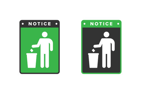 Trash icon design vector green color, icon board people throw trash in its placeのイラスト素材
