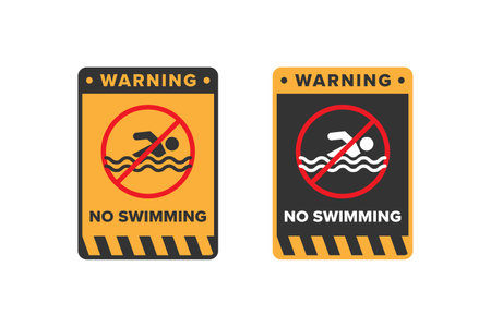 No swimming icon sign vector design, dangerous area icon board for swimming activityのイラスト素材