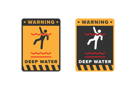 Deep water icon sign vector design, icon board warning not to swim because the water is very deepのイラスト素材