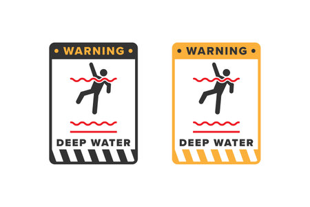 Deep water icon sign vector design, icon board warning not to swim because the water is very deepのイラスト素材