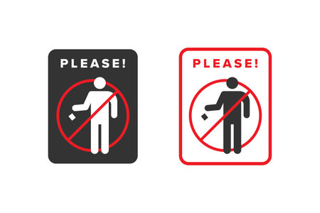Trash icon vector design red color, icon board people are prohibited from litteringのイラスト素材