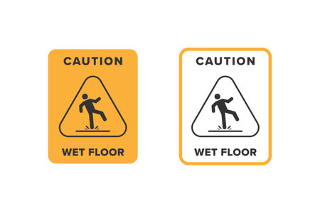 Wet floor icon vector design, signboard caution icon wet or slippery floorのイラスト素材