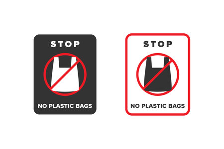 No plastic bag icon sign design vector, icon board appeals not to use plastic bagsのイラスト素材