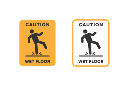 Wet floor icon vector design, signboard caution icon wet or slippery floorのイラスト素材