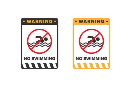 No swimming icon sign vector design, dangerous area icon board for swimming activityのイラスト素材