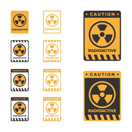 Nuclear radiation radioactive icon sign design vector, radiation hazard icon boardのイラスト素材