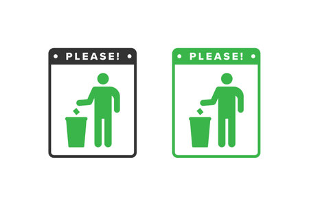 Trash icon design vector green color, icon board people throw trash in its placeのイラスト素材