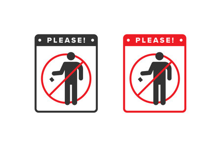 Trash icon vector design red color, icon board people are prohibited from litteringのイラスト素材
