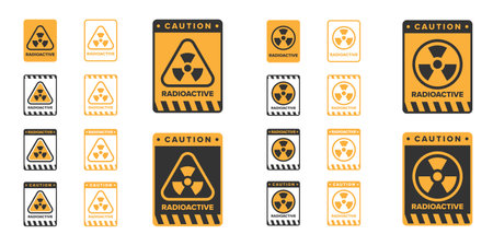 Nuclear radiation radioactive icon sign design vector, radiation hazard icon boardのイラスト素材