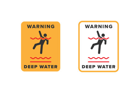 Deep water icon sign vector design, icon board warning not to swim because the water is very deepのイラスト素材