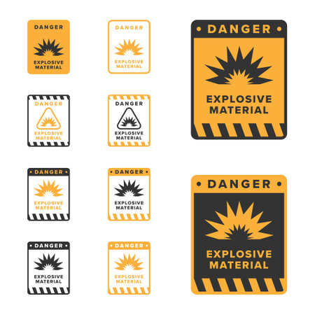 Explosive icon sign design vector, explosives hazard warning icon boardのイラスト素材