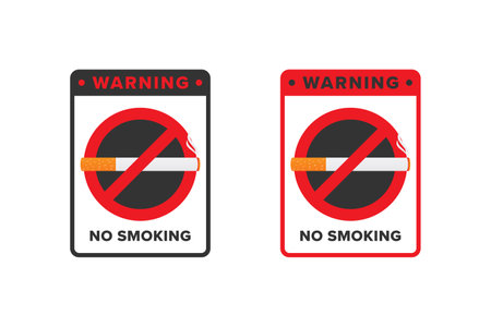 No smoking icon sign vector design, no smoking area icon board red colorのイラスト素材
