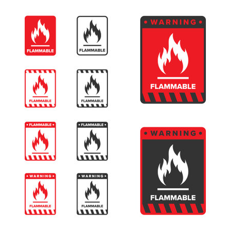 Flammable icon sign vector design, warning icon for explosive or flammable materialsのイラスト素材