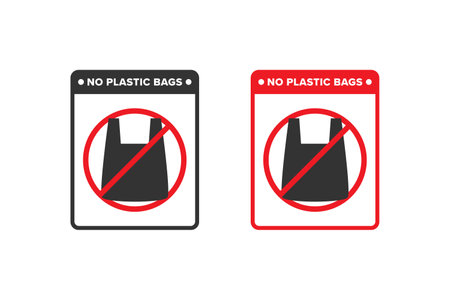 No plastic bag icon sign design vector, icon board appeals not to use plastic bagsのイラスト素材