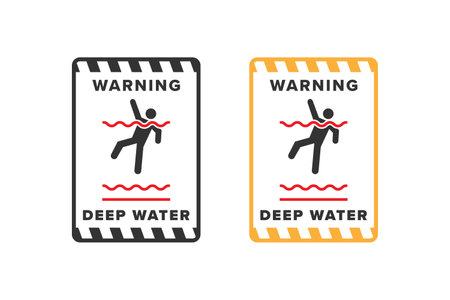 Deep water icon sign vector design, icon board warning not to swim because the water is very deepのイラスト素材