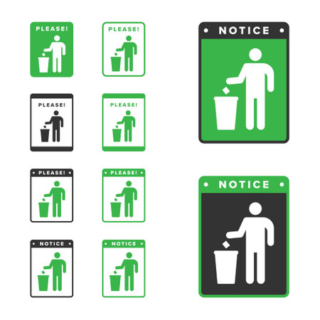 Trash icon design vector green color, icon board people throw trash in its placeのイラスト素材