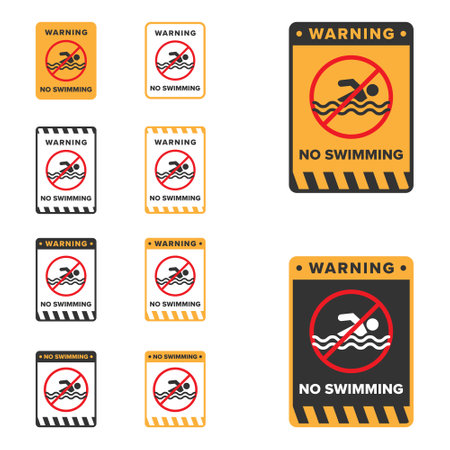 No swimming icon sign vector design, dangerous area icon board for swimming activityのイラスト素材