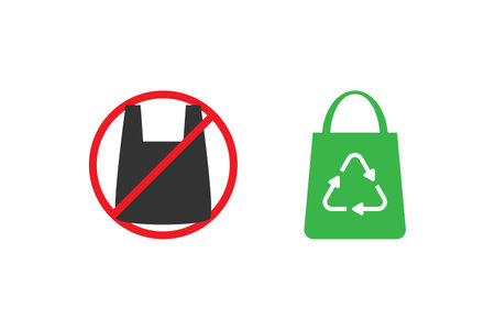 No plastic bag and eco friendly bag or recycle bag icon sign design vectorのイラスト素材