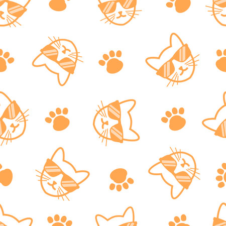 Cute cat abstract seamless pattern, cute cat pattern design for printのイラスト素材