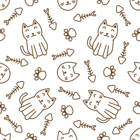 Cute cat abstract seamless pattern, cute cat pattern design for printのイラスト素材