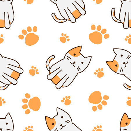 Cute cat abstract seamless pattern, cute cat pattern design for printのイラスト素材