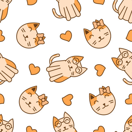 Cute cat abstract seamless pattern, cute cat pattern design for printのイラスト素材