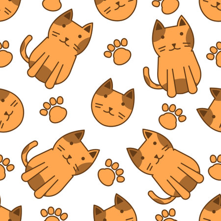 Cute cat abstract seamless pattern, cute cat pattern design for printのイラスト素材