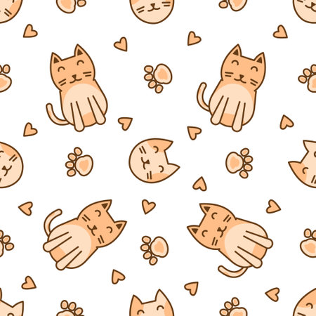 Cute cat abstract seamless pattern, cute cat pattern design for printのイラスト素材