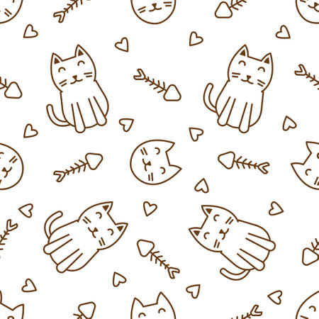 Cute cat abstract seamless pattern, cute cat pattern design for printのイラスト素材