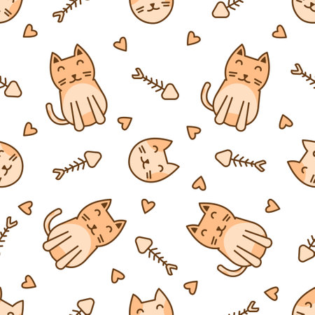 Cute cat abstract seamless pattern, cute cat pattern design for printのイラスト素材