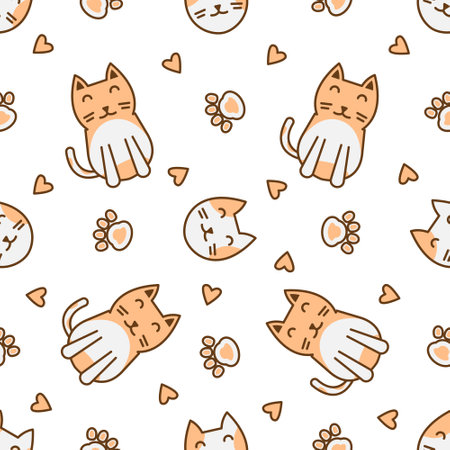 Cute cat abstract seamless pattern, cute cat pattern design for printのイラスト素材