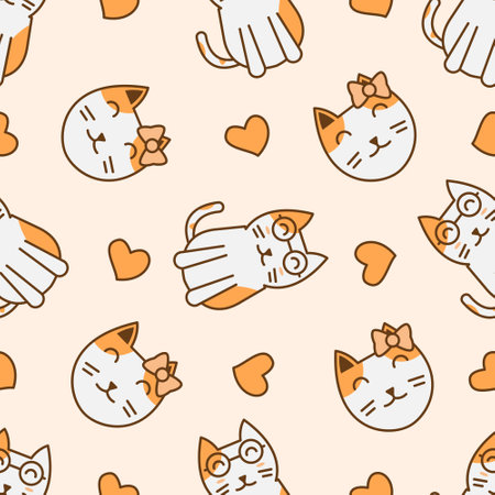 Cute cat abstract seamless pattern, cute cat pattern design for printのイラスト素材