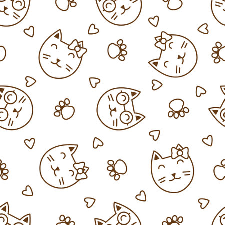 Cute cat abstract seamless pattern, cute cat pattern design for printのイラスト素材