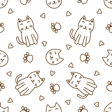 Cute cat abstract seamless pattern, cute cat pattern design for printのイラスト素材