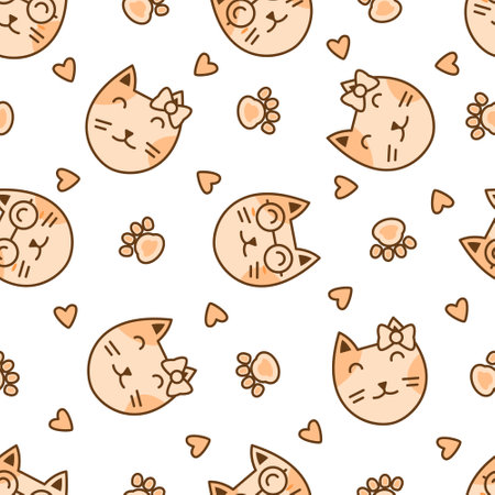Cute cat abstract seamless pattern, cute cat pattern design for printのイラスト素材