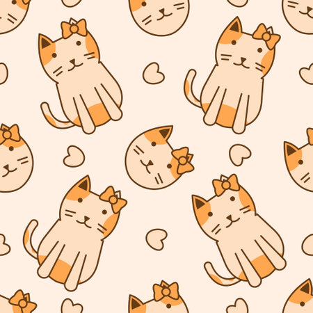 Cute cat abstract seamless pattern, cute cat pattern design for printのイラスト素材