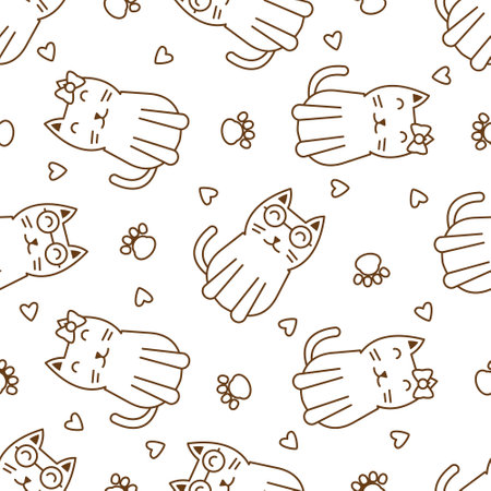 Cute cat abstract seamless pattern, cute cat pattern design for printのイラスト素材