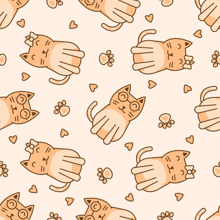 Cute cat abstract seamless pattern, cute cat pattern design for printのイラスト素材