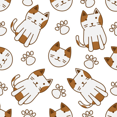 Cute cat abstract seamless pattern, cute cat pattern design for printのイラスト素材