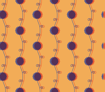 Branch and Flower Seamless Pattern with Risograph Style Trends for Printing Needs, Wallpaper Backgroundのイラスト素材