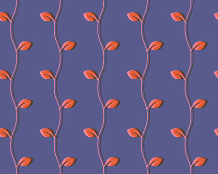 Branch and Leaf Seamless Pattern with Risograph Style Trends for Printing Needs, Wallpaper Backgroundのイラスト素材