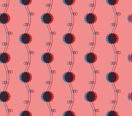 Branch and Flower Seamless Pattern with Risograph Style Trends for Printing Needs, Wallpaper Backgroundのイラスト素材