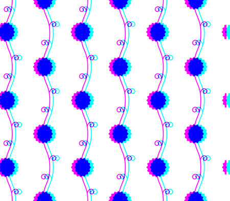 Branch and Flower Seamless Pattern with Risograph Style Trends for Printing Needs, Wallpaper Backgroundのイラスト素材