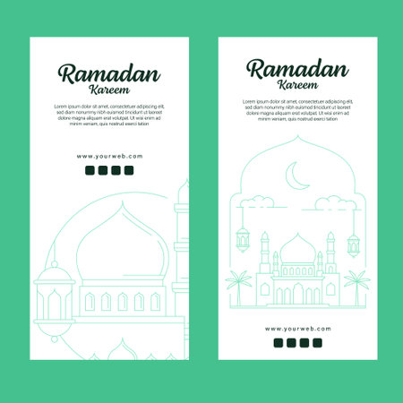ramadan kareem banner template vector design with line art or monoline styleのイラスト素材