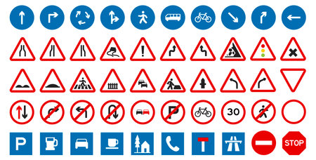 International Road Sign Symbol Icon Template Collectionのイラスト素材
