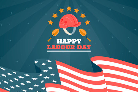 America Labor Day Greeting Card or Invitation with Cute and Minimalist Illustration Labor Toolsのイラスト素材