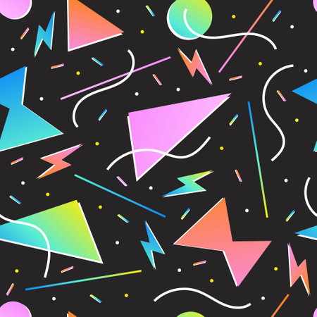 Geometric Abstract Retro 90's 80's Seamless Pattern Background Illustrationのイラスト素材