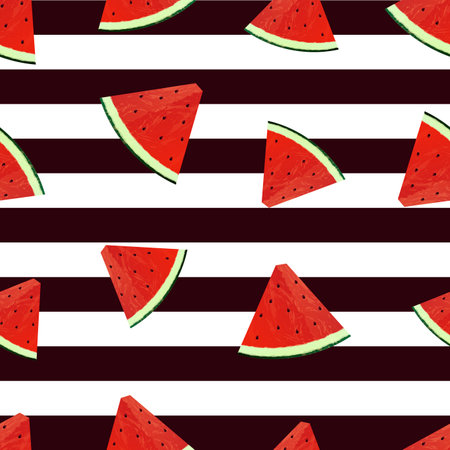 WATERMELON WITH STRIPES LINE SEAMLESS PATTERN DESIGN