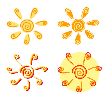 a set of children's suns. A vector illustration can be part of various compositions.のイラスト素材