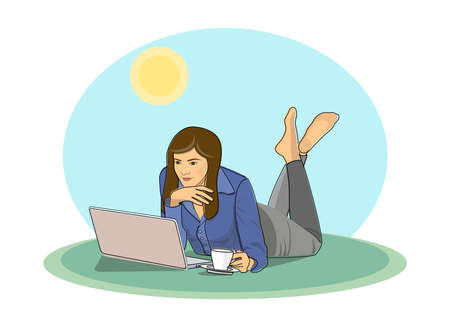 work at home. Remote work. Freelance. Vector illustration. Element of the compositionのイラスト素材